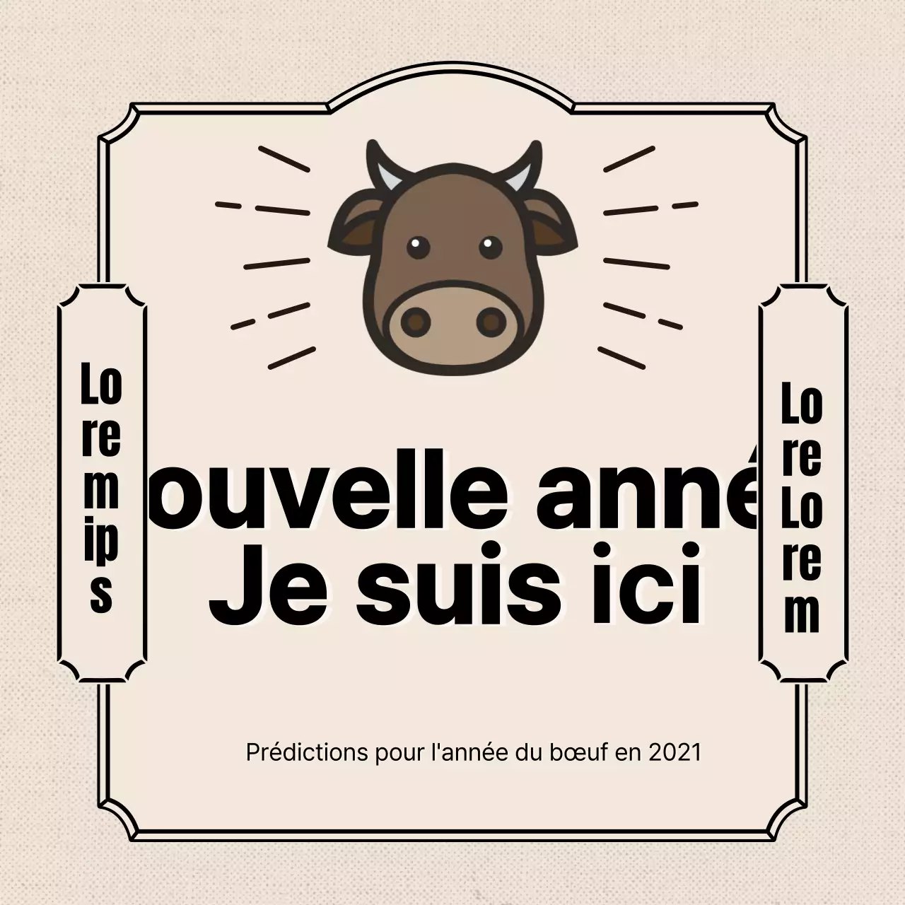 Un horoscope avec une illustration de vache à l'allure rétro