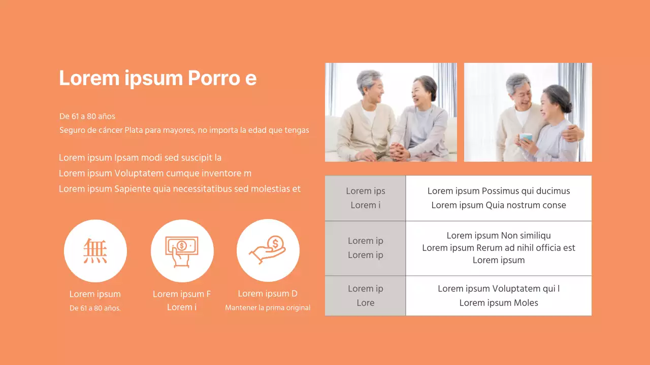 Naranja y turquesa Seguro de vida preneed Seguro de salud plata no renovable Cotización Introducción de productos Asesoramiento para la cotización