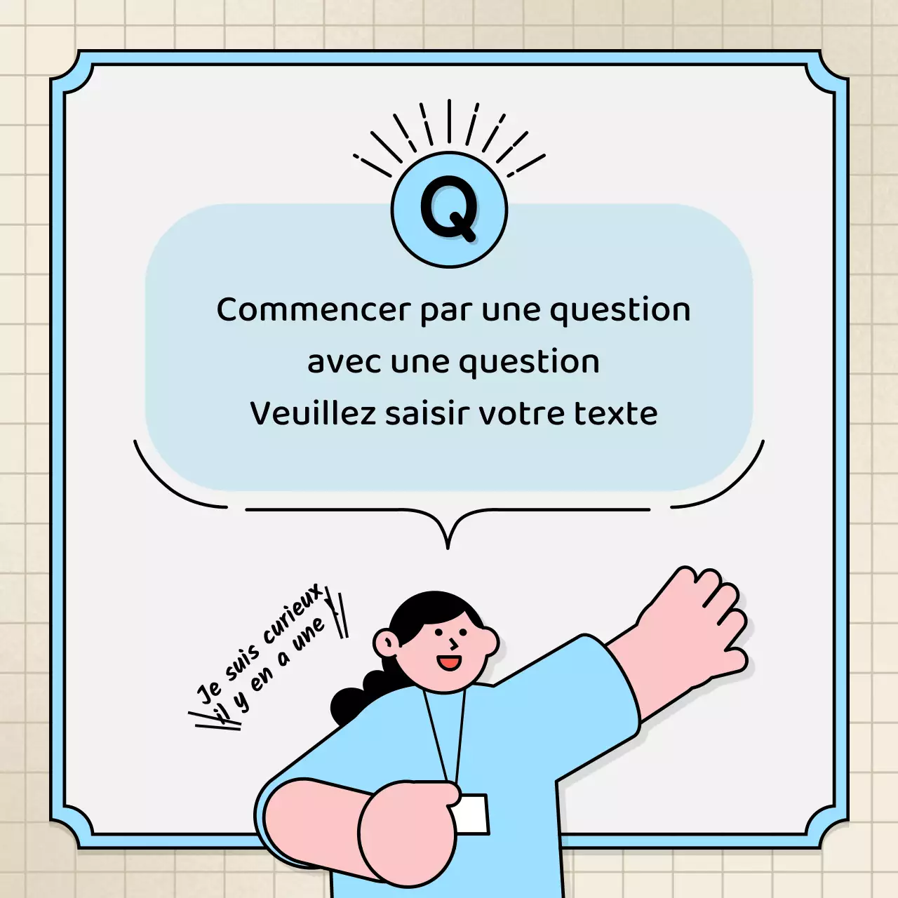 Bulles de texte bleu clair et jaune et illustration mignonne