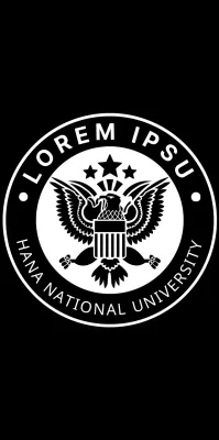 Un symbole d'aigle simple et propre en noir et blanc avec un logo en forme d'emblème pour la publicité et la promotion des universités.