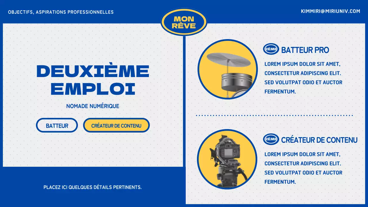 Plan de carrière bleu et jaune