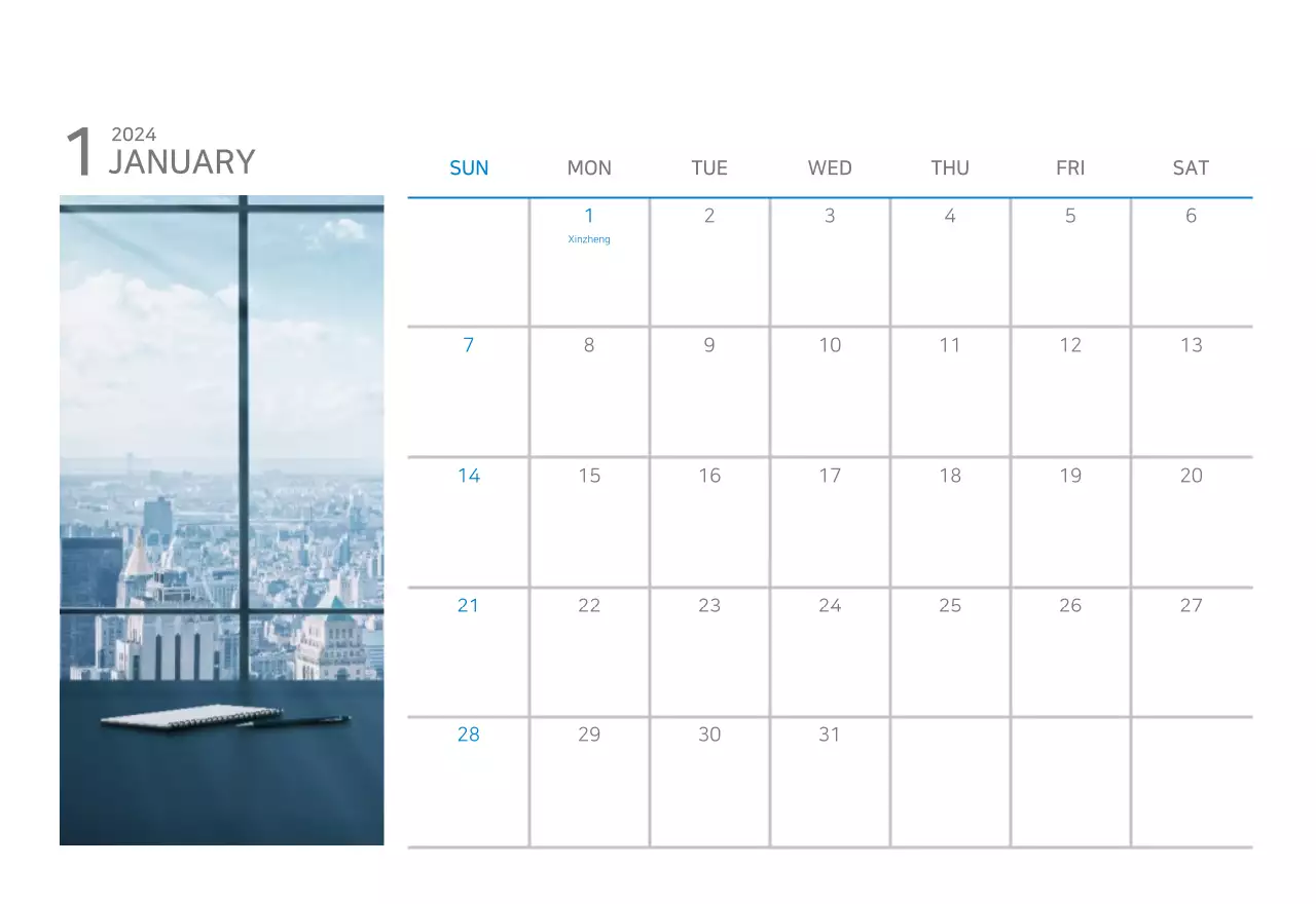 Bleu Blanc Simple Business