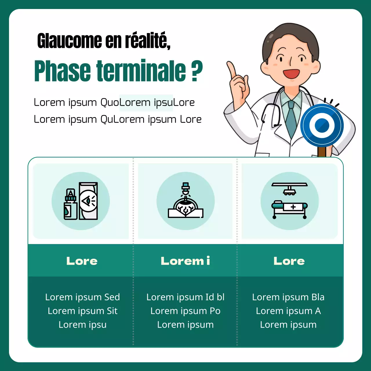 Glaucome expliqué dans un concept d'illustration jaune et vert