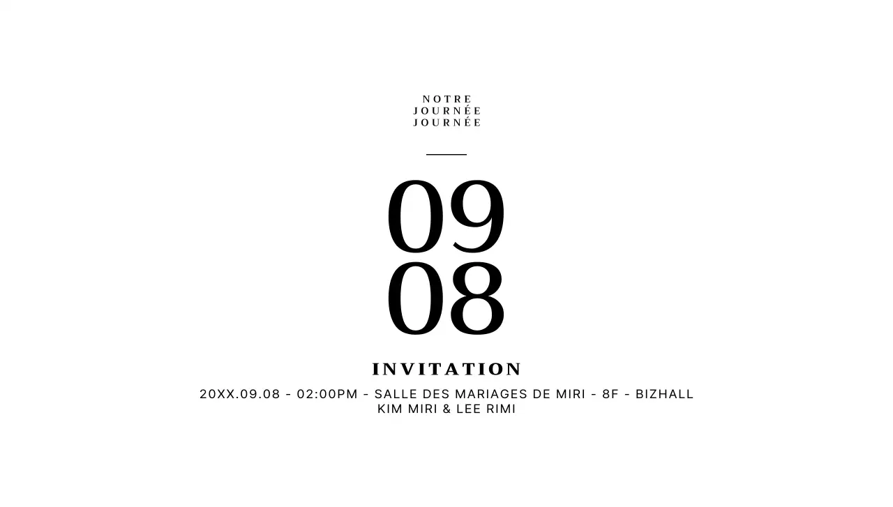 Pour une invitation de mariage au concept simple avec la date surlignée en noir