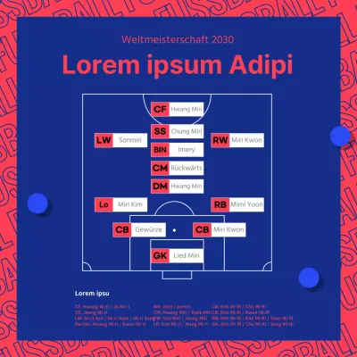 Spielerpositionen mit blauen und roten typografischen Umrandungen