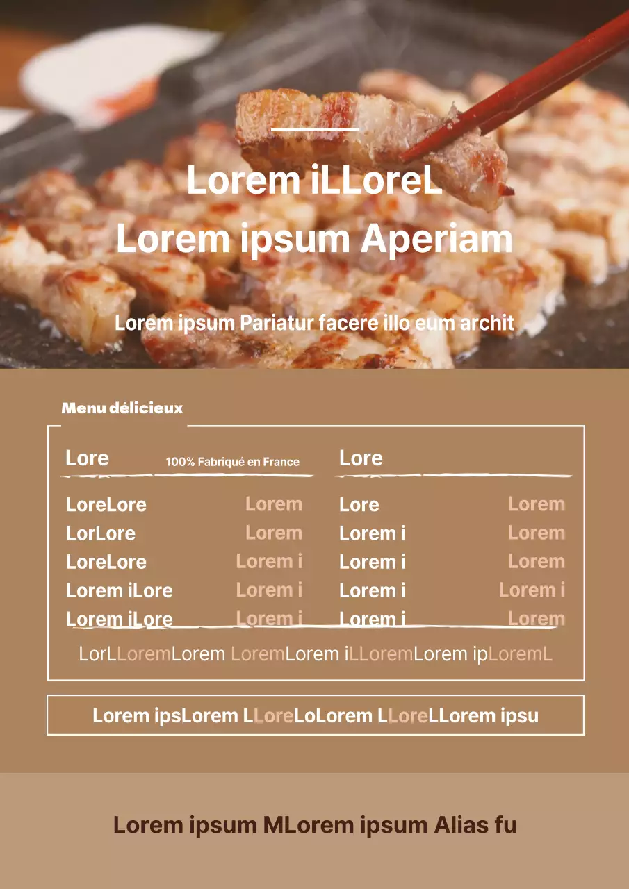 Menu d'un salon de massage avec photos de massage en marron