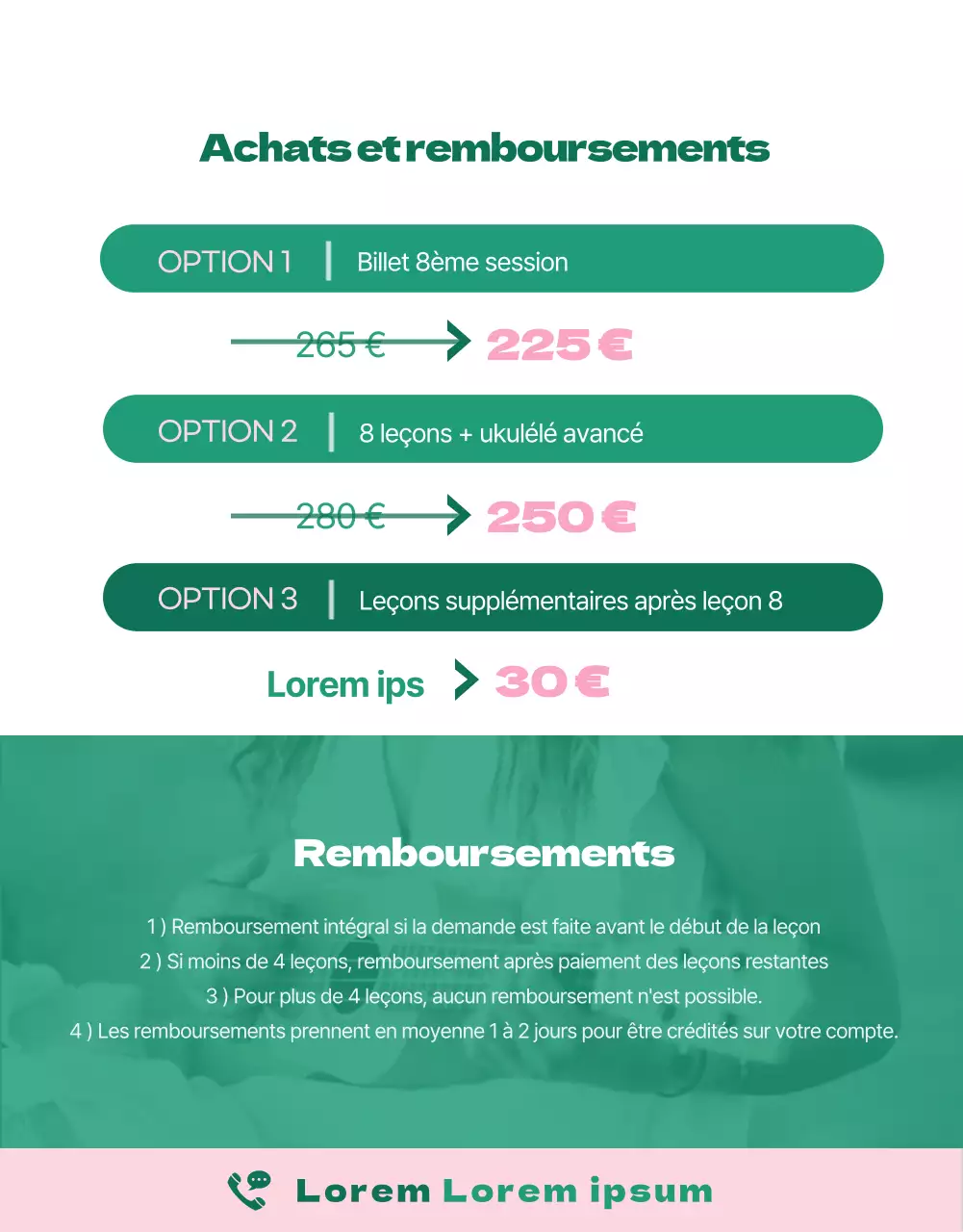 Leçons particulières d'ukulélé tropical hawaïen en vert et rose