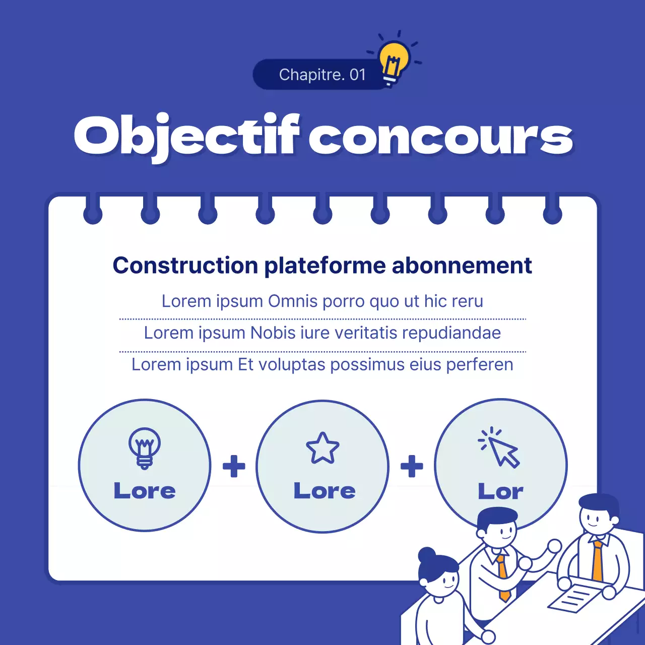 Concours d'idées interne avec un concept de bulles bleues