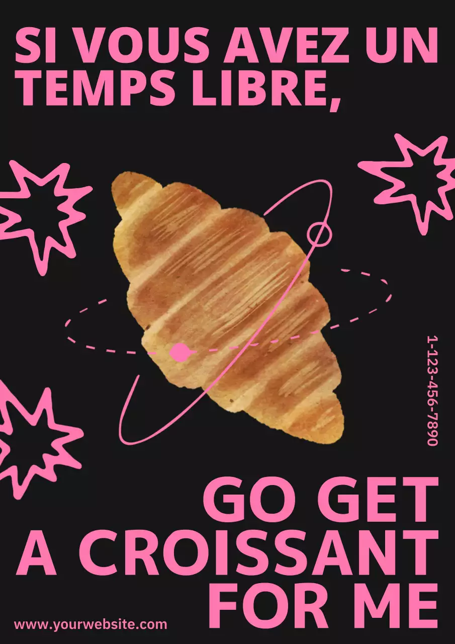 Planète de croissants rose et noir, webposter vertical