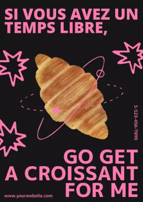 Planète de croissants rose et noir, webposter vertical