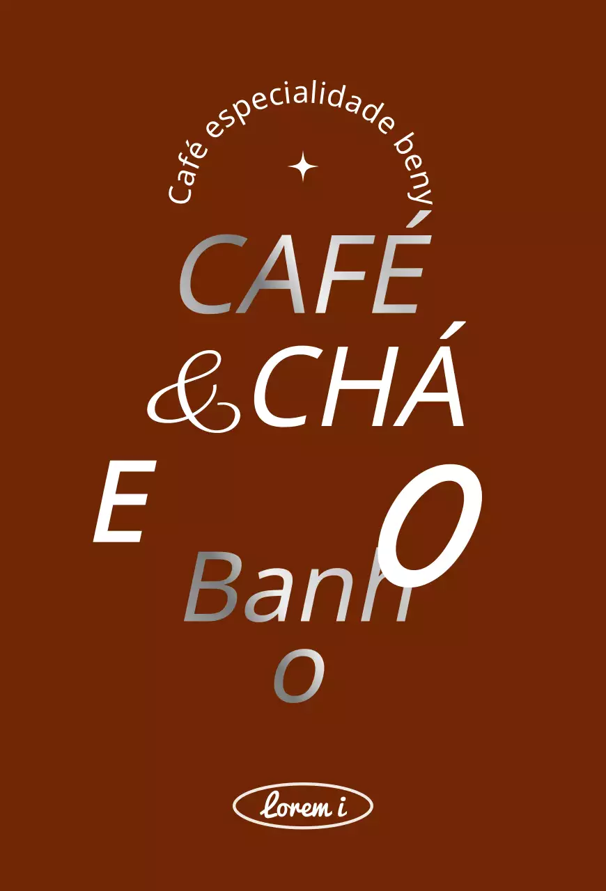 Letras de café sentimentais em castanho e prateado