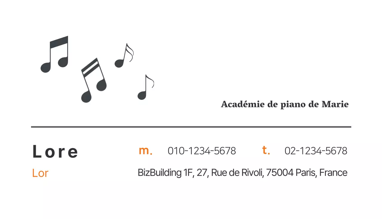 Carte de visite de l'école de piano illustrée par la marine