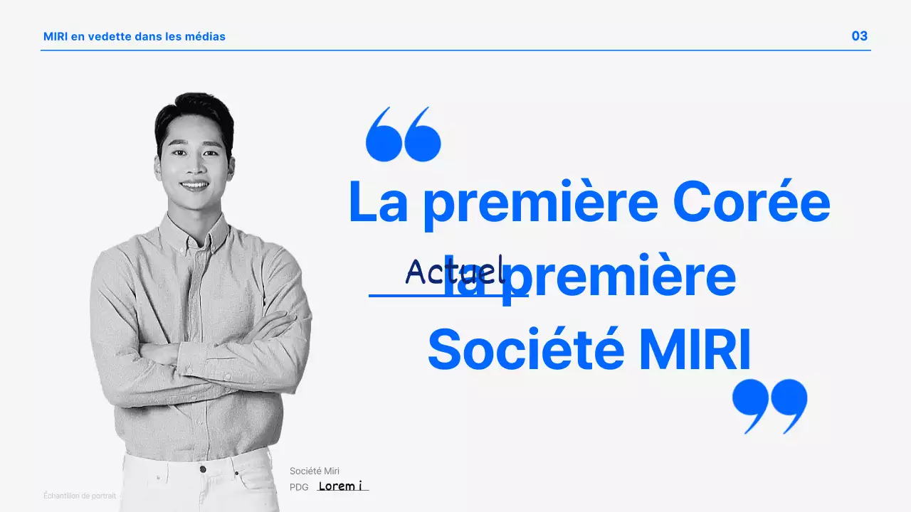 Une présentation d'entreprise moderne en bleu et blanc