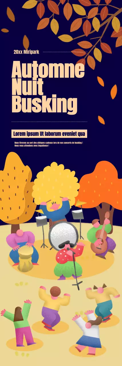 Faites la promotion de votre événement de busking sur fond d'automne