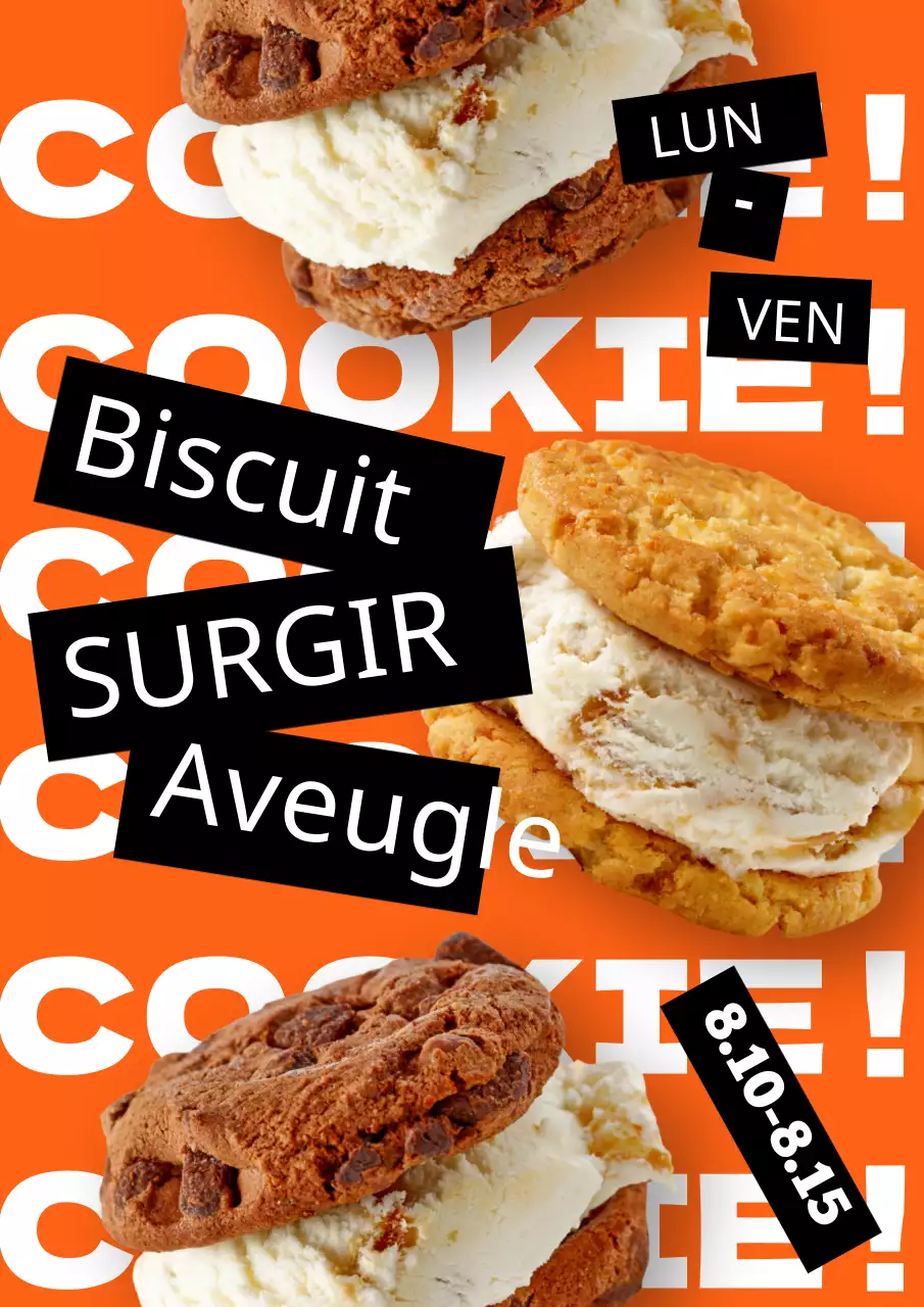 Affiche du magasin pop-up de desserts sur le thème de l'orange