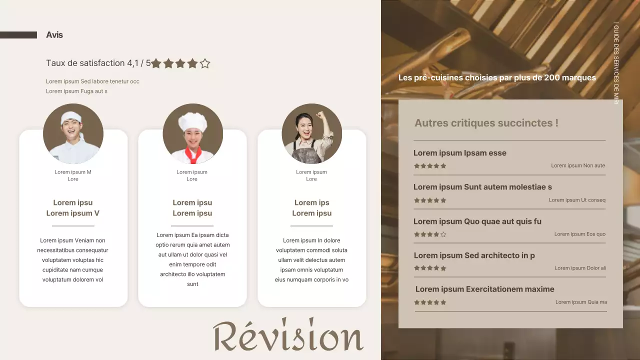 Guide de service de cuisine commune soigné dans des tons bruns Présentation PPT