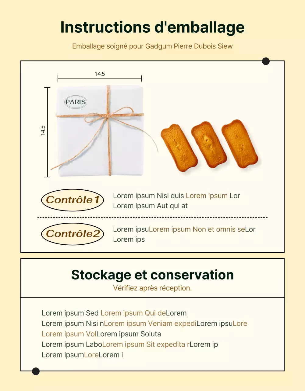 Présenter les informations sur les desserts dans une palette de couleurs ivoire très tendance.