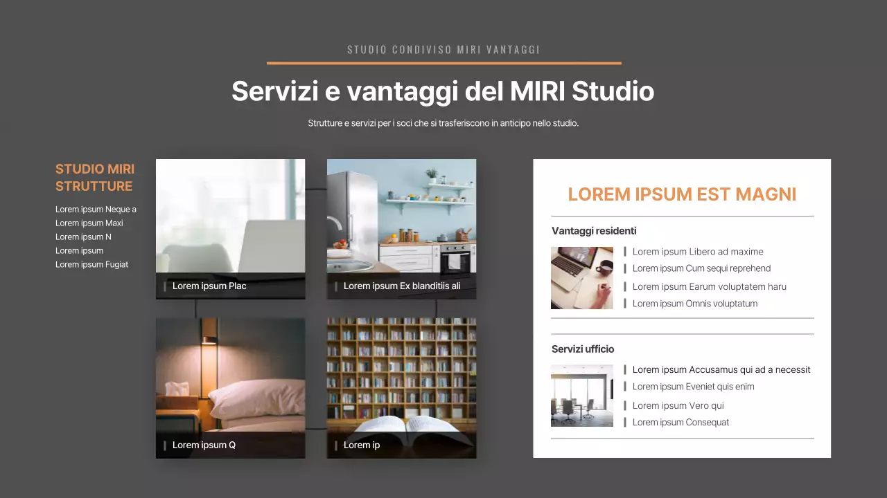 Un brief di servizio per uno studio condiviso di ispirazione vintage in tonalità grigia