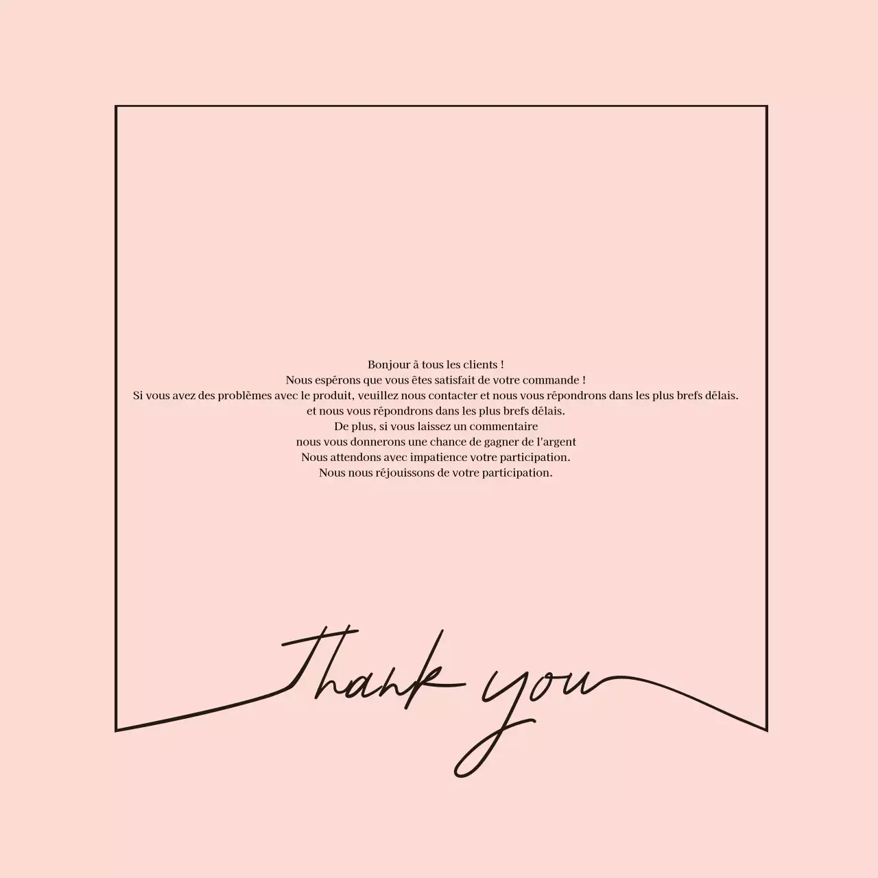 Concept de cadre manuscrit simple et émouvant pour la remise d'un mot de remerciement
