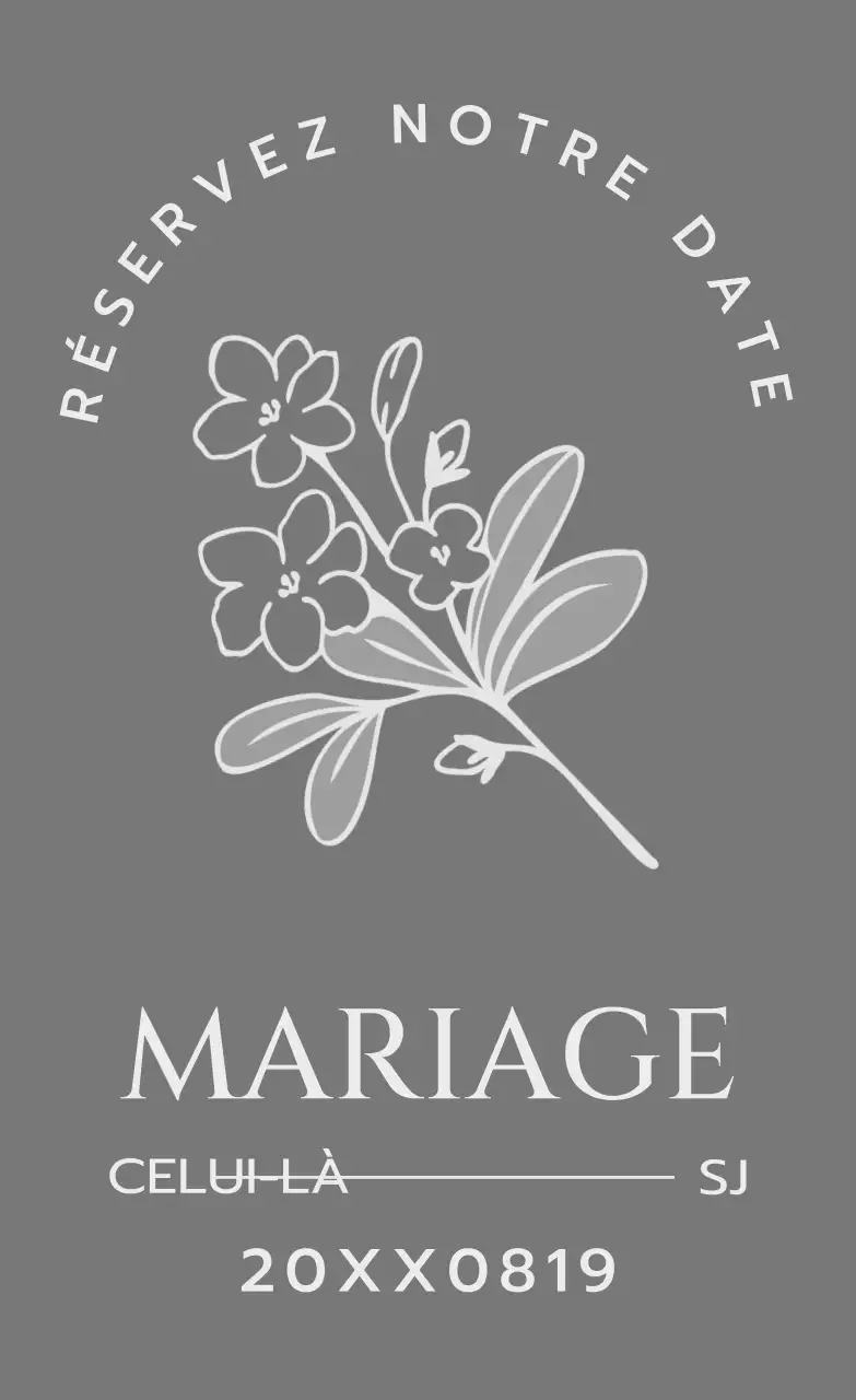 Pour les invitations de mariage avec des illustrations florales et d'oiseaux gris foncé