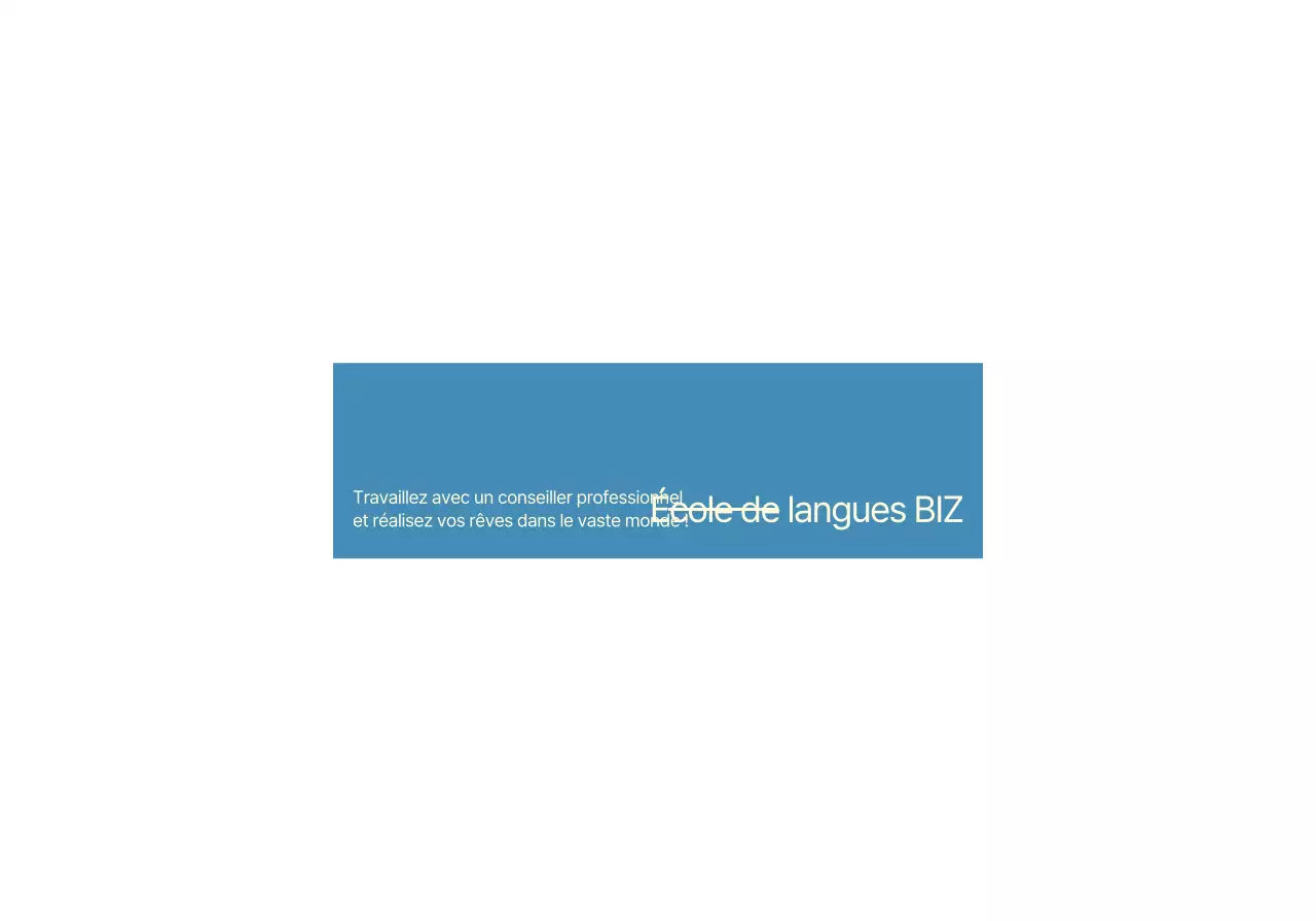 Pour la promotion d'une école de langues avec des photos bleues et jaunes de paysages étrangers