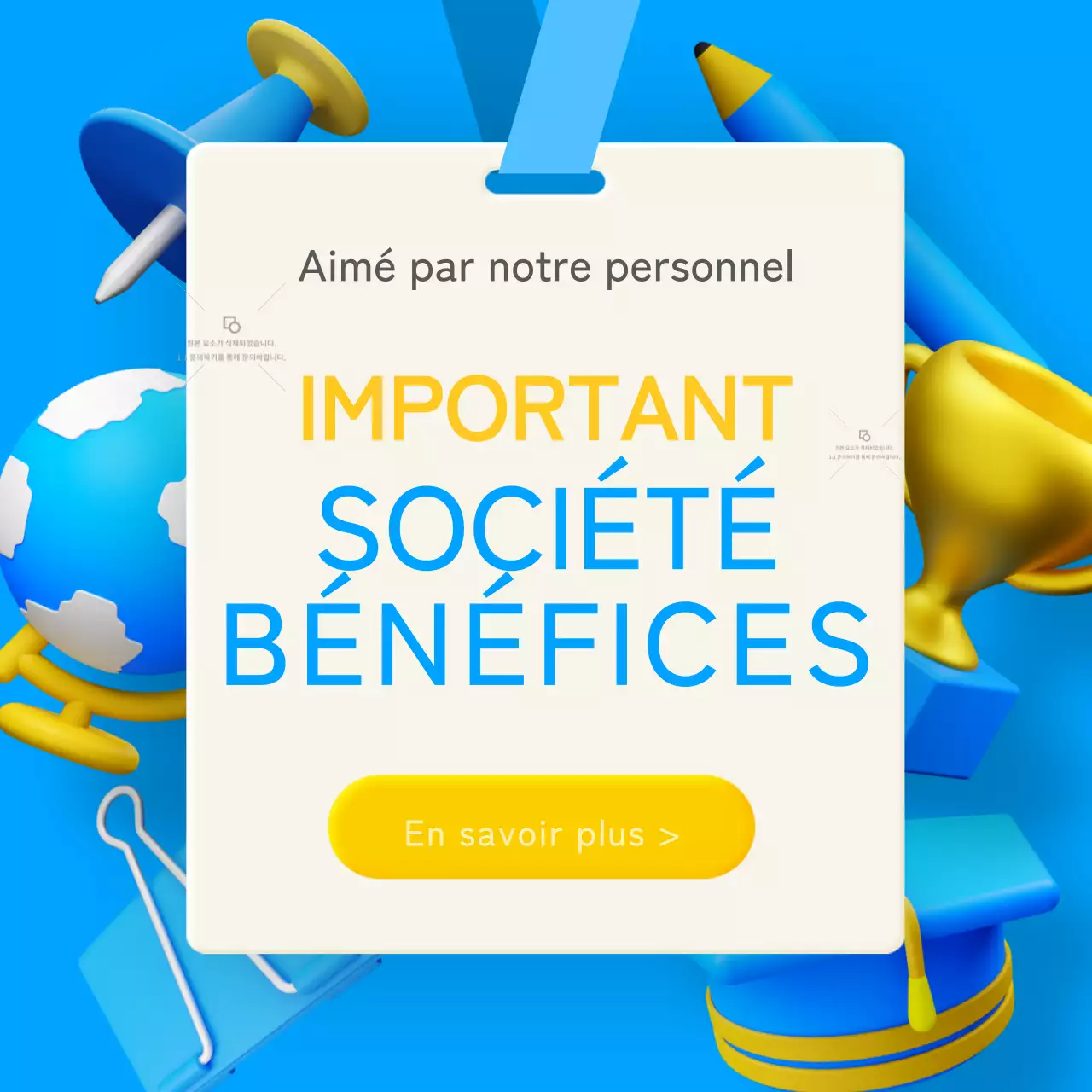 Concept stéréoscopique 3D en bleu et jaune pour introduire le bien-être en entreprise