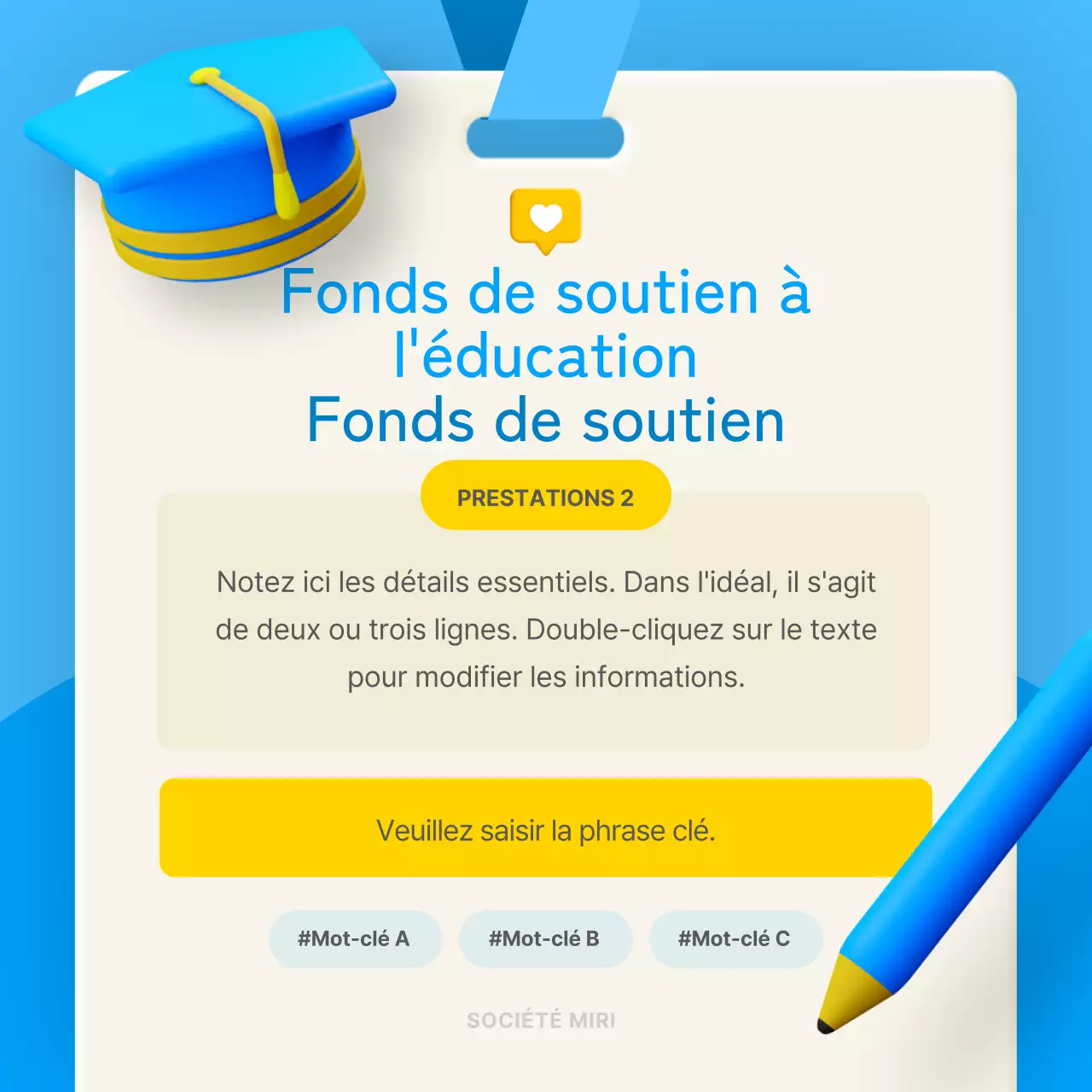 Concept stéréoscopique 3D en bleu et jaune pour introduire le bien-être en entreprise