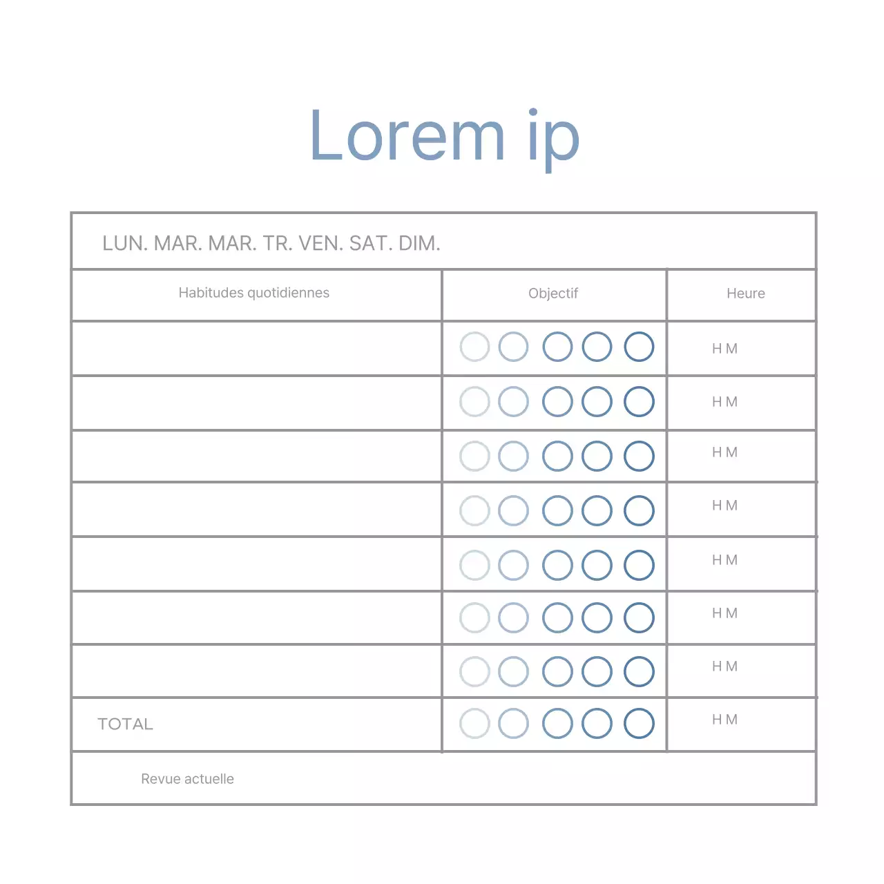 Planificateur simple à lignes bleues