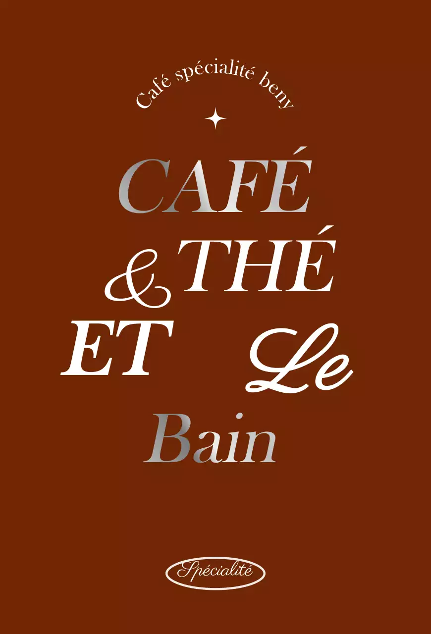 Lettres de café sentimental en brun et argent