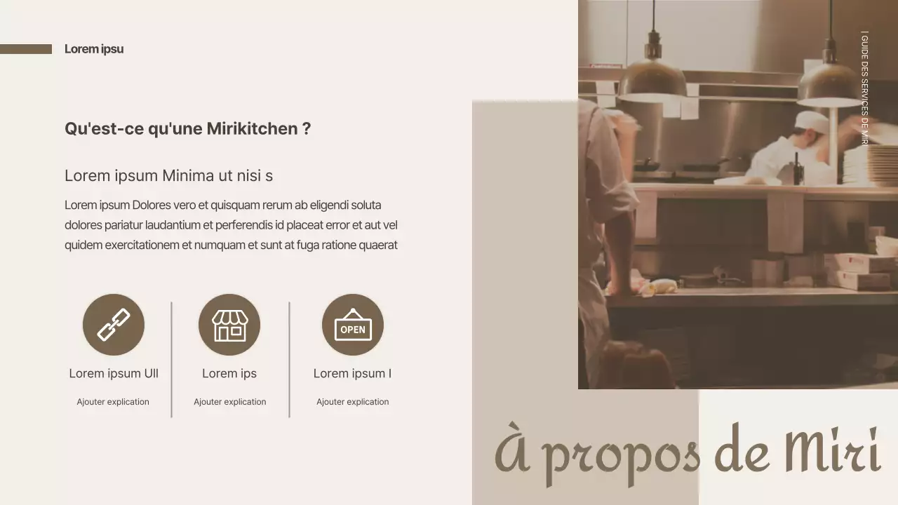 Guide de service de cuisine commune soigné dans des tons bruns Présentation PPT