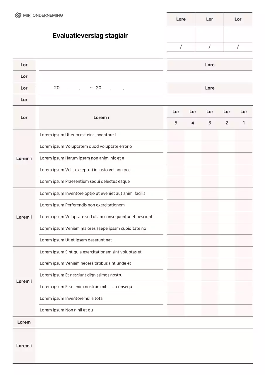 Intern evaluatieverslag in roze