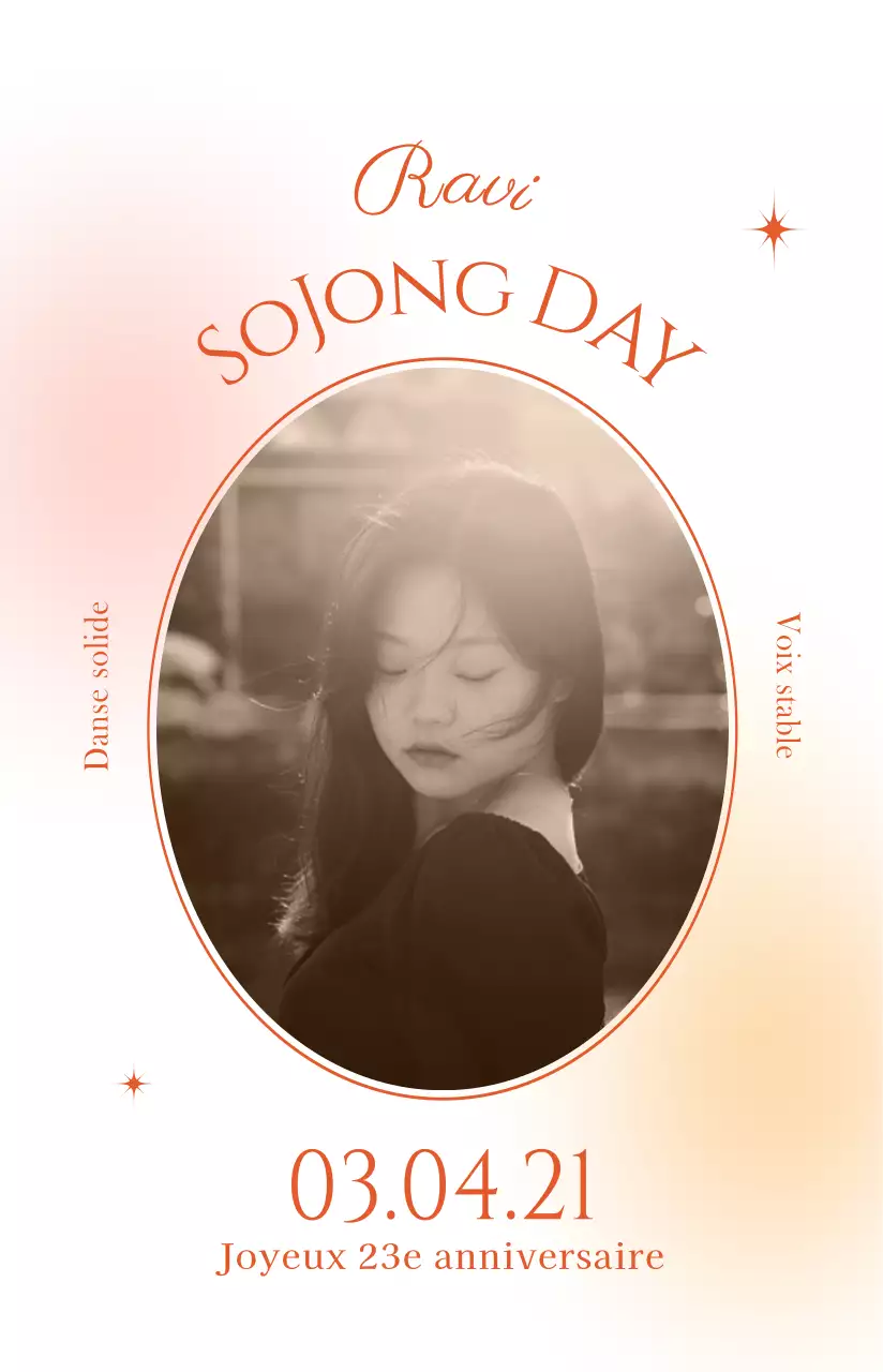 Cadre photo ovale sentimental orange et jaune