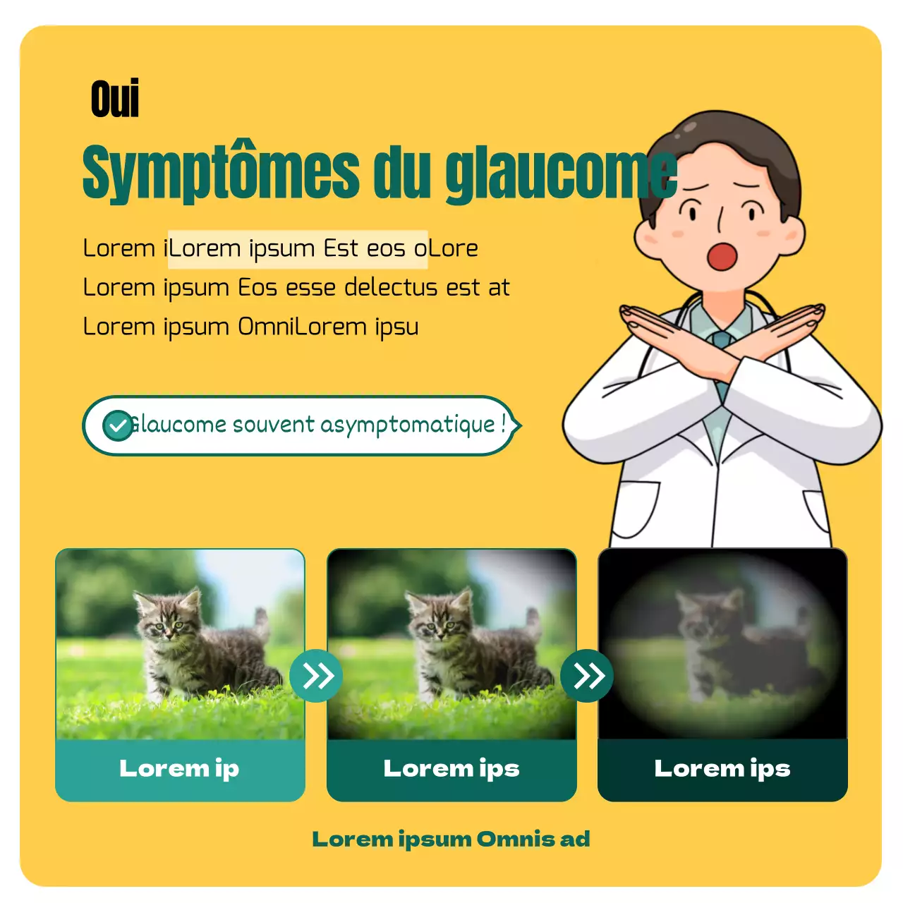 Glaucome expliqué dans un concept d'illustration jaune et vert