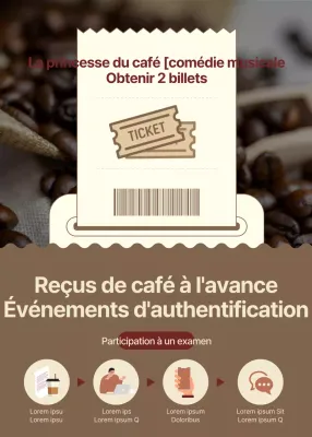 Reçu de café de couleur marron vérification de l'événement popup
