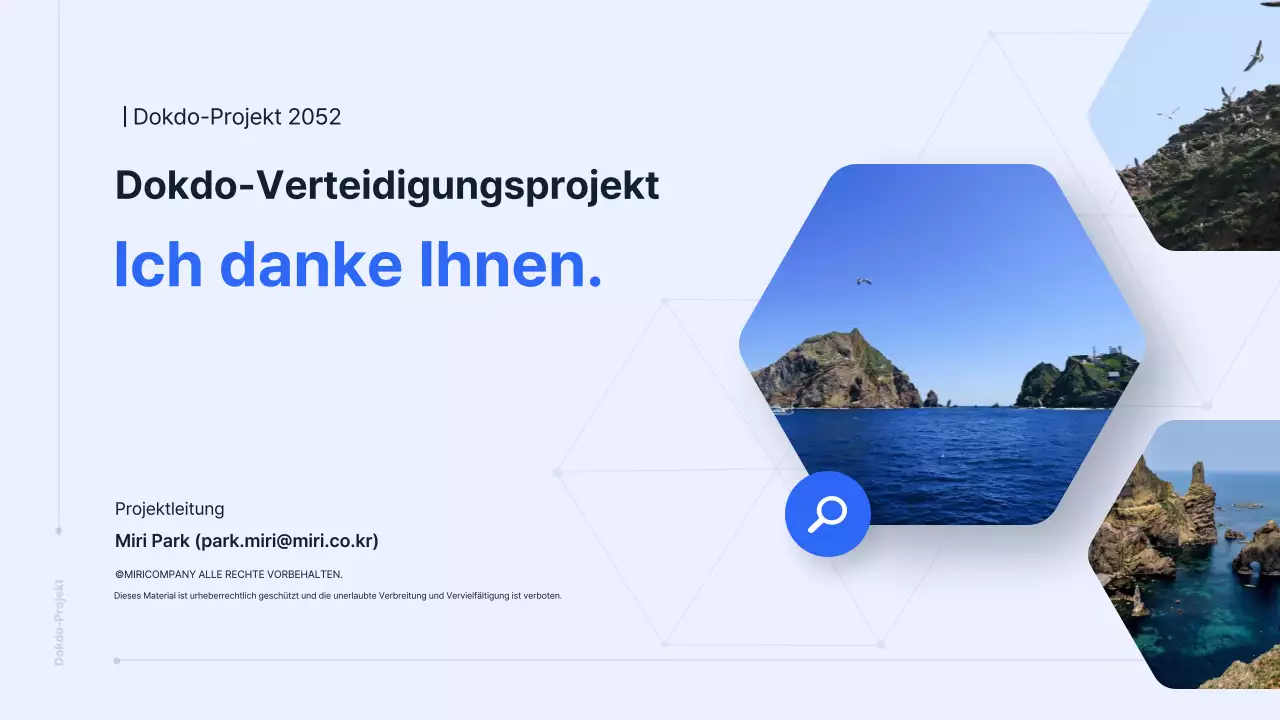 Präsentation über das Projekt zur blauen und grauen Verteidigung von Dokdo