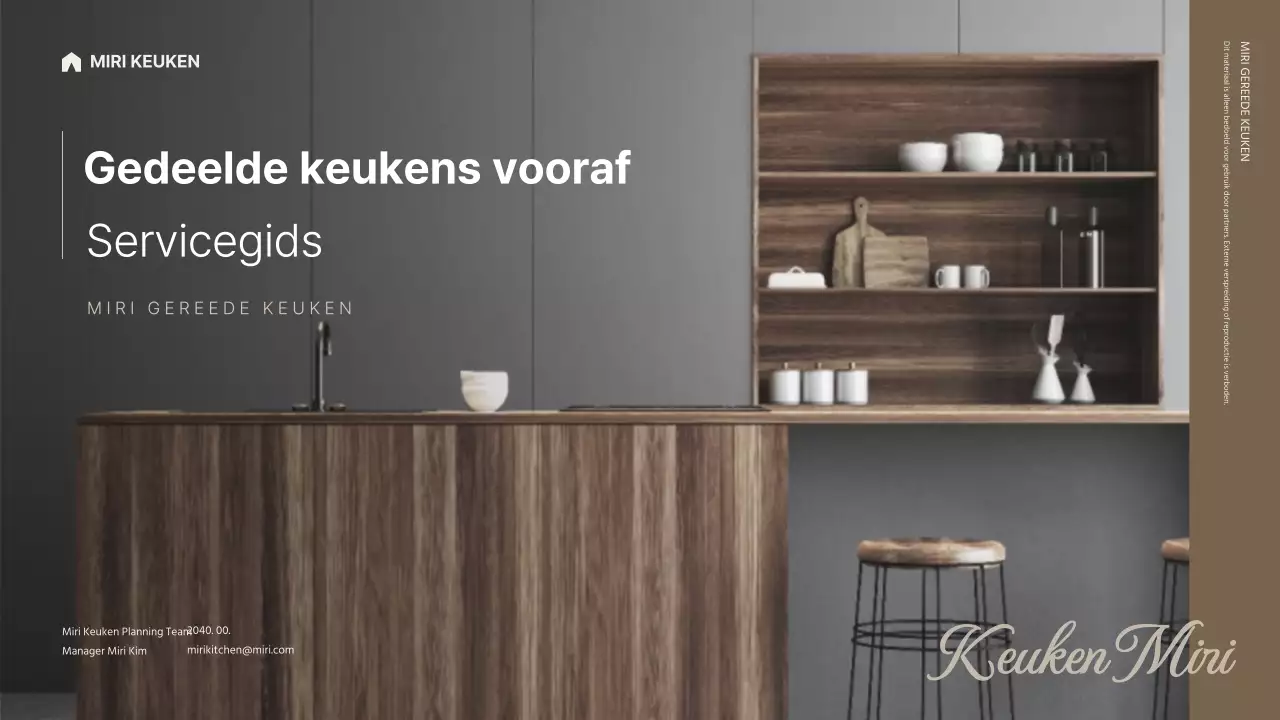 Nette gedeelde keuken servicegids in bruine tinten PPT presentatie