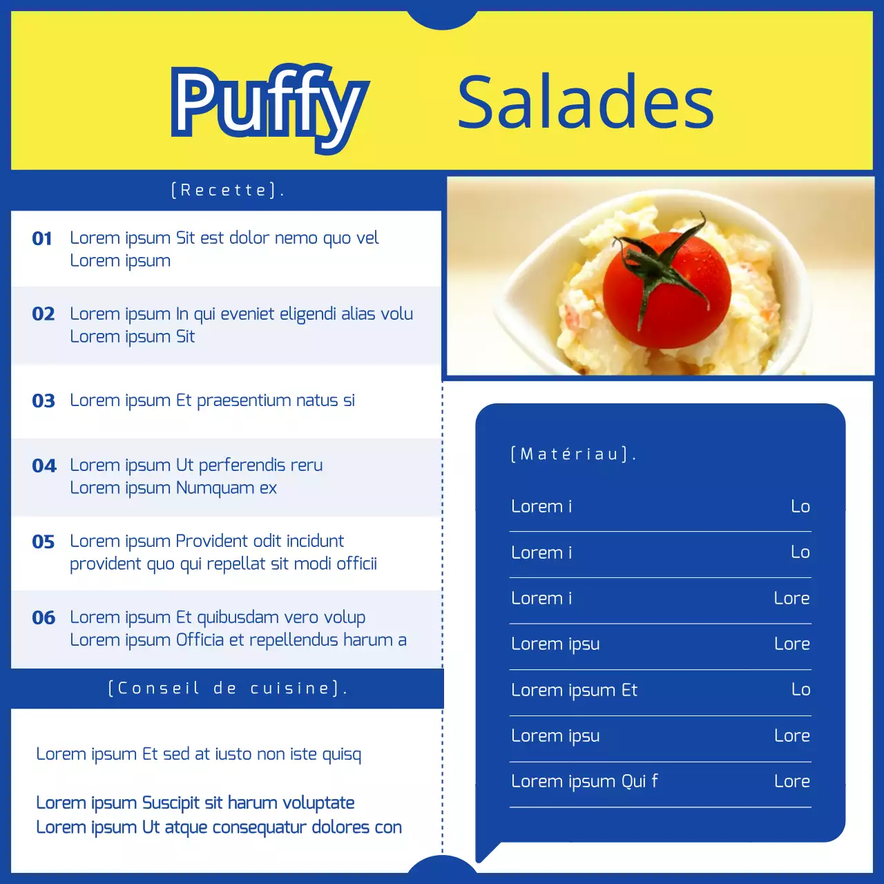 Curry jaune et bleu en 3 minutes, concept parodique de plat de pommes de terre, livre de recettes