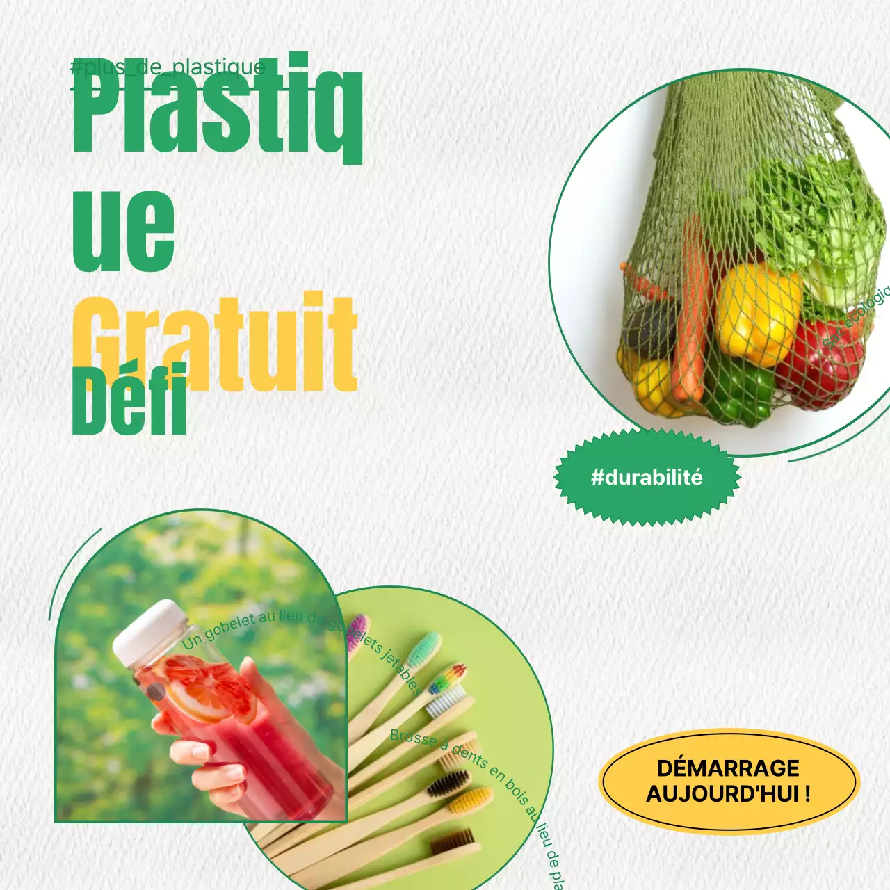 Annonce d'un simple défi environnemental vert et jaune