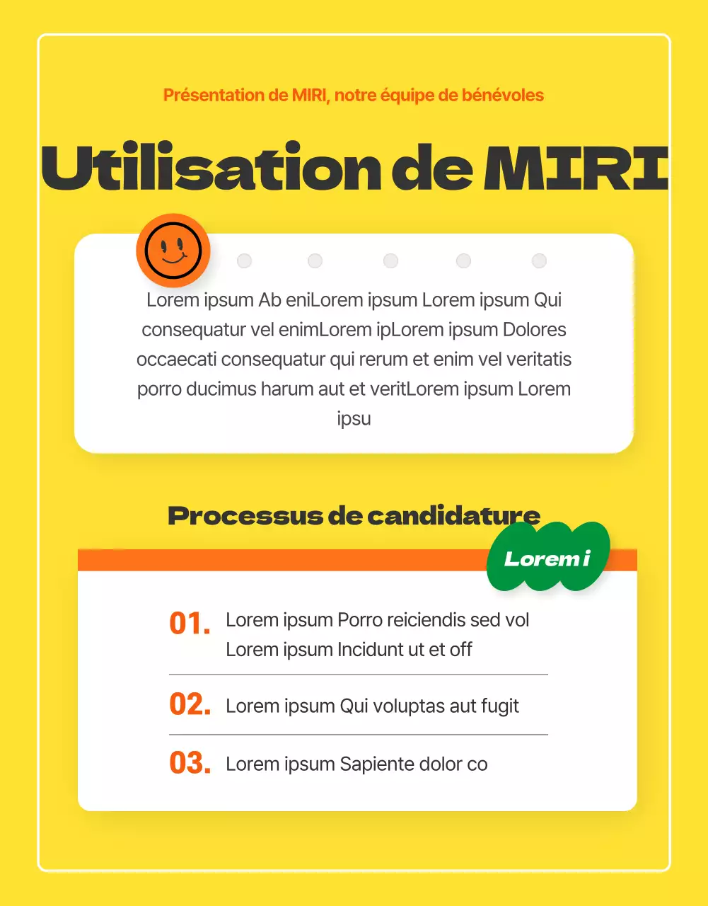 Rencontrez nos jeunes volontaires internes, énergiques et de couleur orange (page détaillée)
