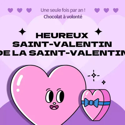 Événement de la Saint-Valentin avec de jolies illustrations de cœurs roses et violets