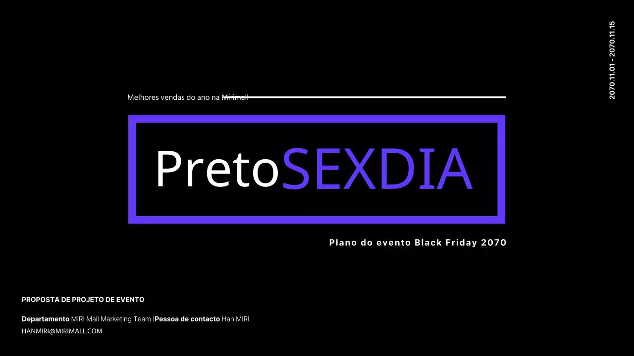 Planeador de eventos do centro comercial Black Friday em preto e roxo