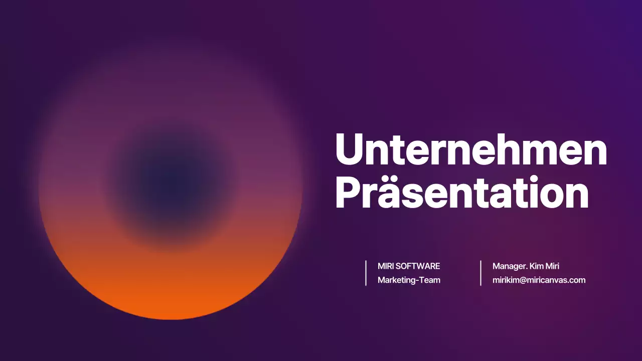 Unternehmensprofil mit lila und orangefarbenem Farbverlauf