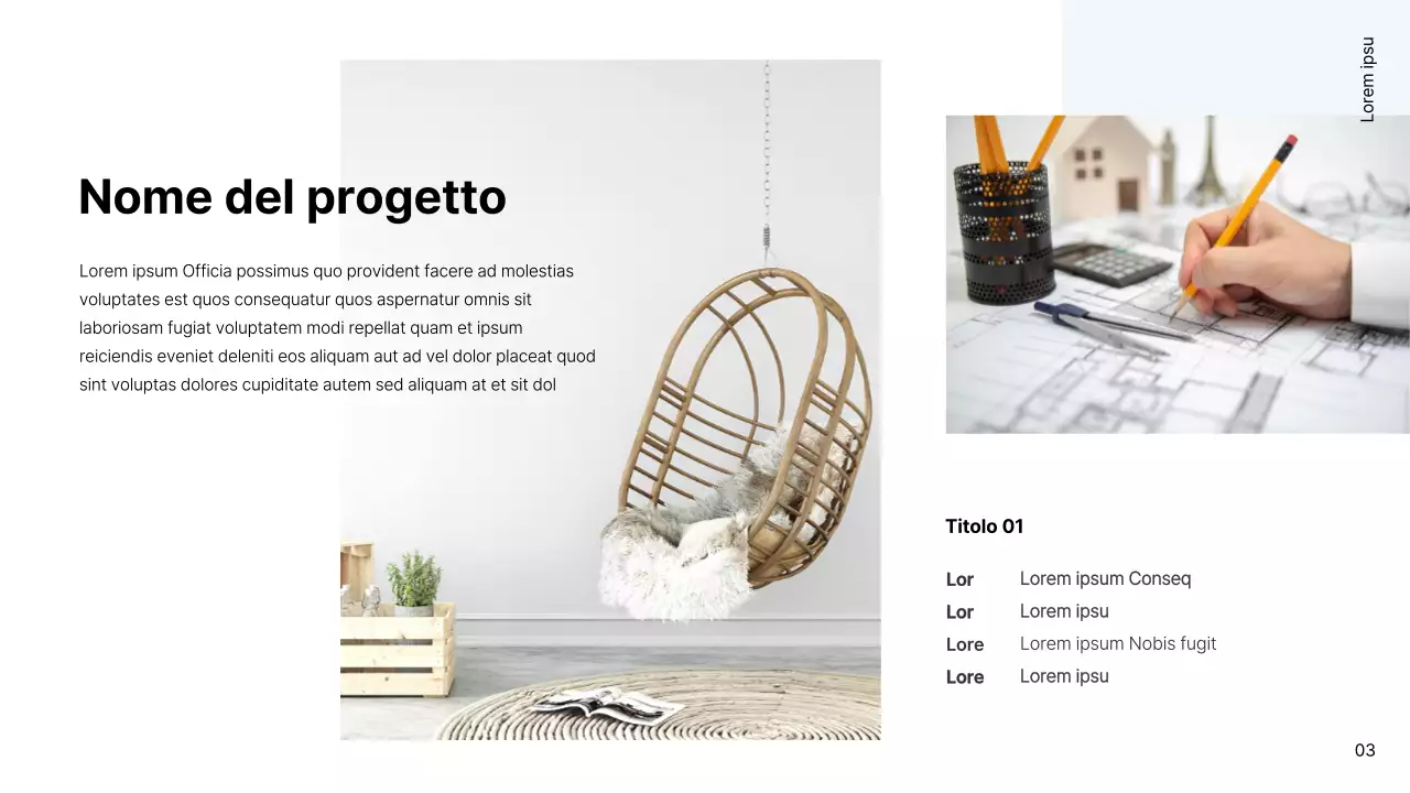 Semplice portfolio per interior designer in bianco e azzurro