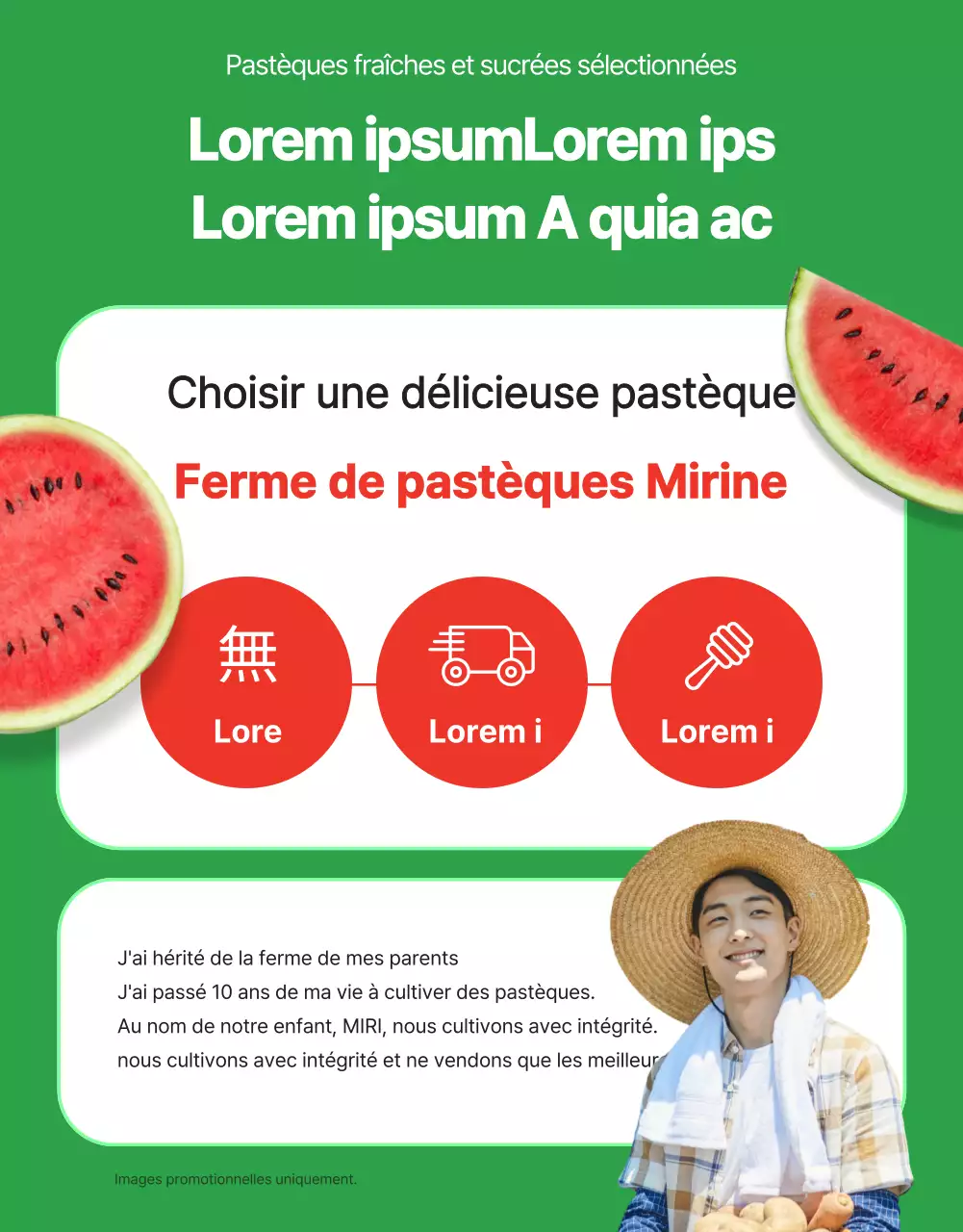 Promouvoir un centre commercial vendant des pastèques tropicales rouges et vertes