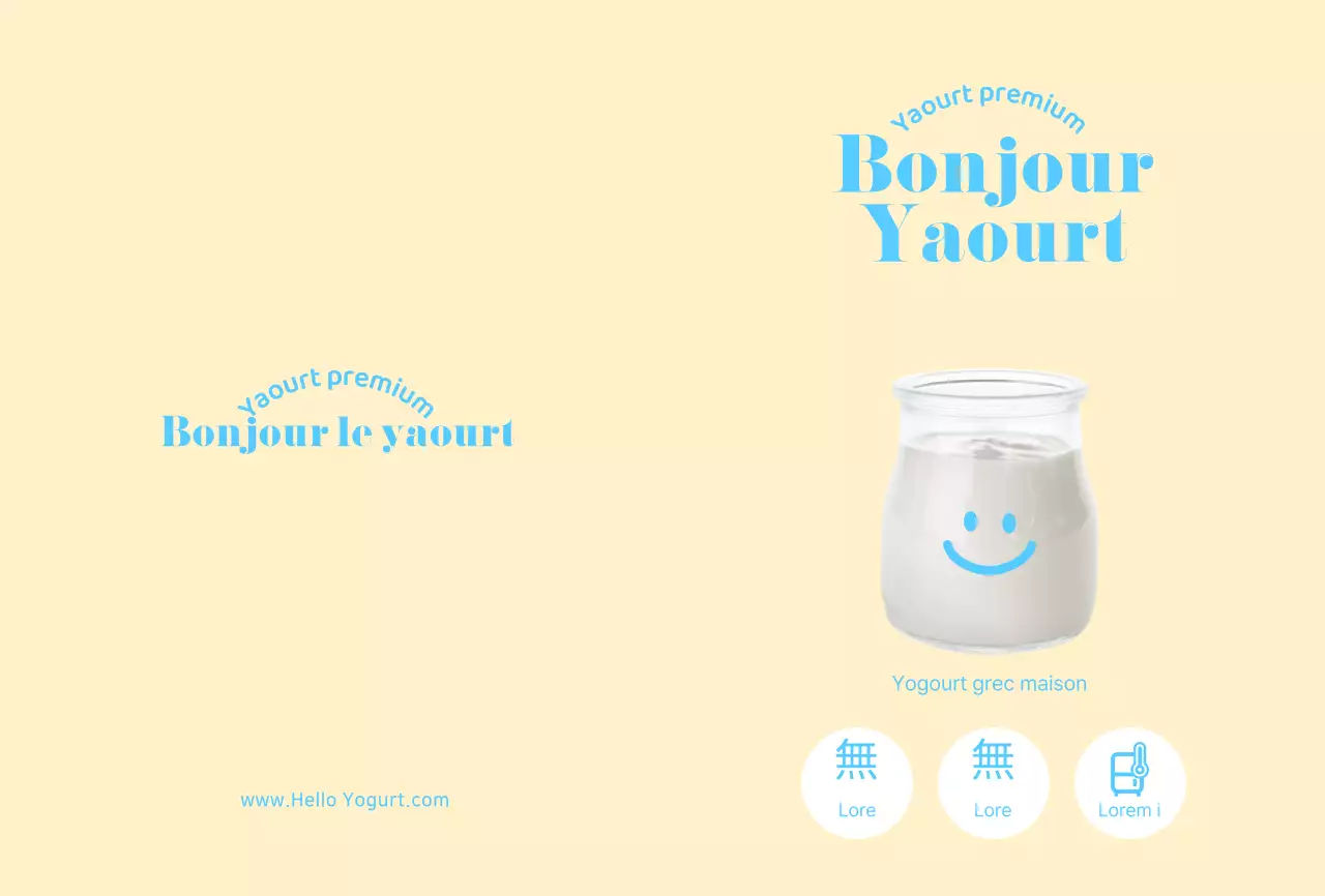 Mignonnes cartes dépliantes sur le yaourt au citron pour la promotion d'un produit
