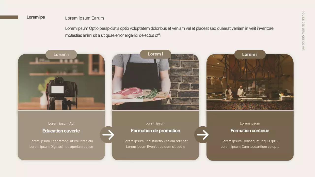 Guide de service de cuisine commune soigné dans des tons bruns Présentation PPT