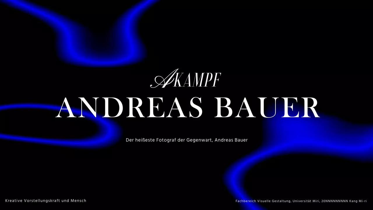 Trendiger Porträtbericht in Blau, Schwarz und Weiß