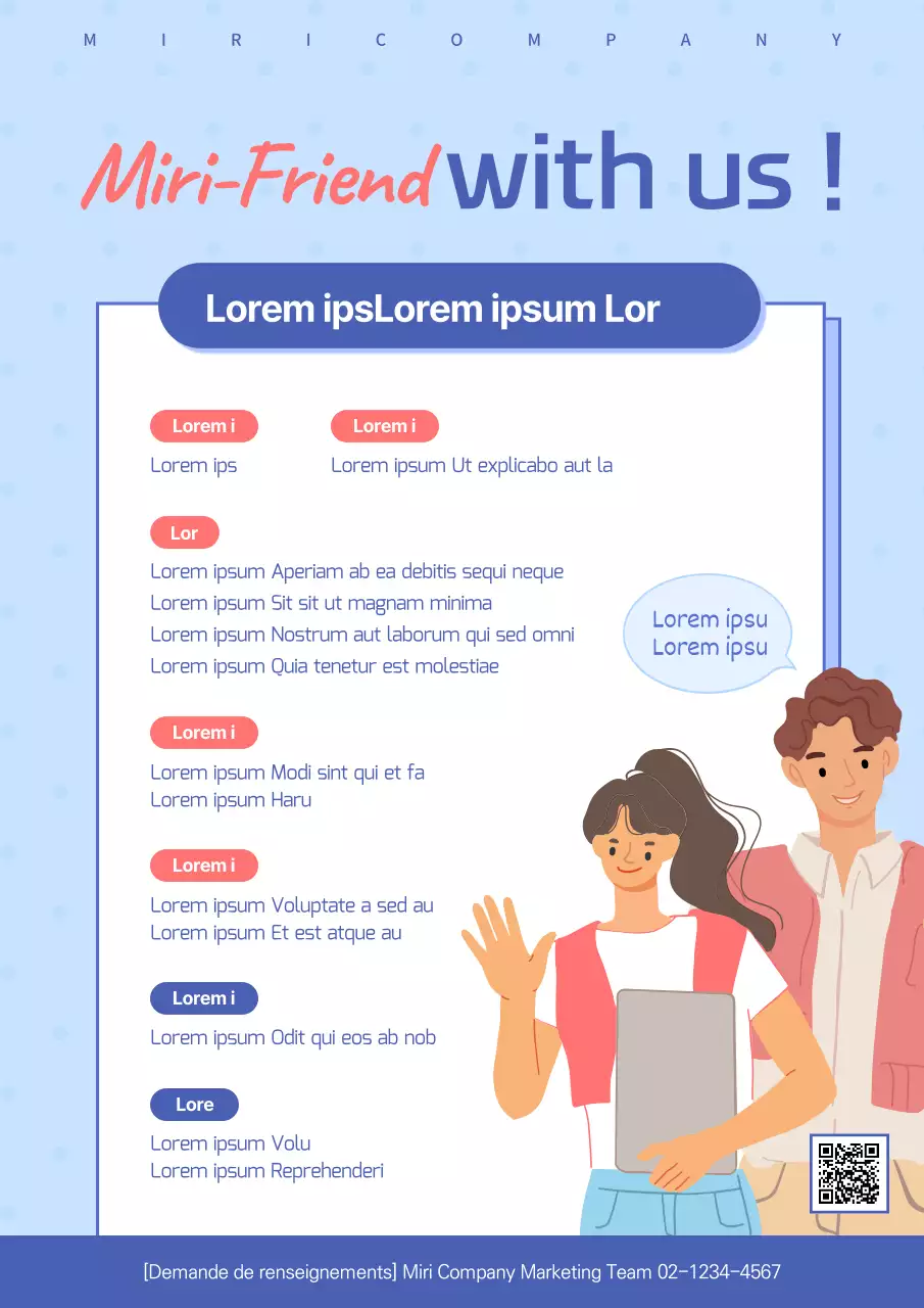 Affiche web de couleur bleue pour le recrutement d'étudiants en soutien à l'université