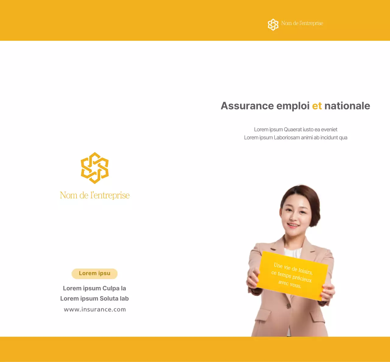 Un texte et une image simples de couleur jaune faisant la promotion du régime d'assurance nationale.