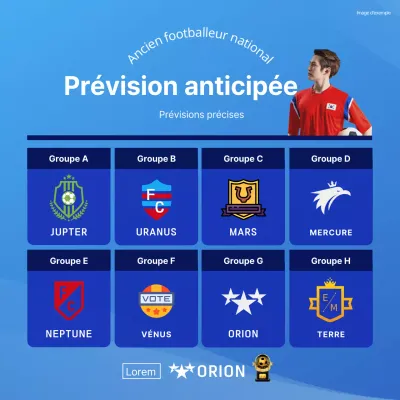 Prévision des matchs de football dans un format tabulaire bleu clair et bleu foncé